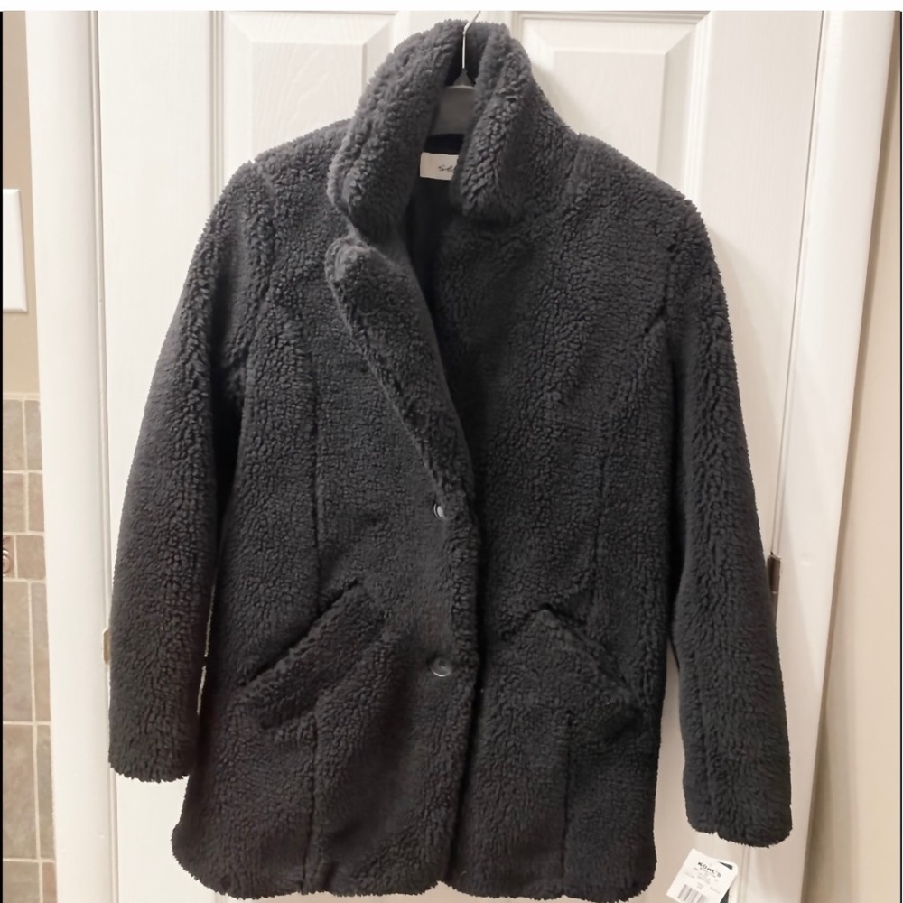 NWT Black Teddy Coat - Picture 2 of 12